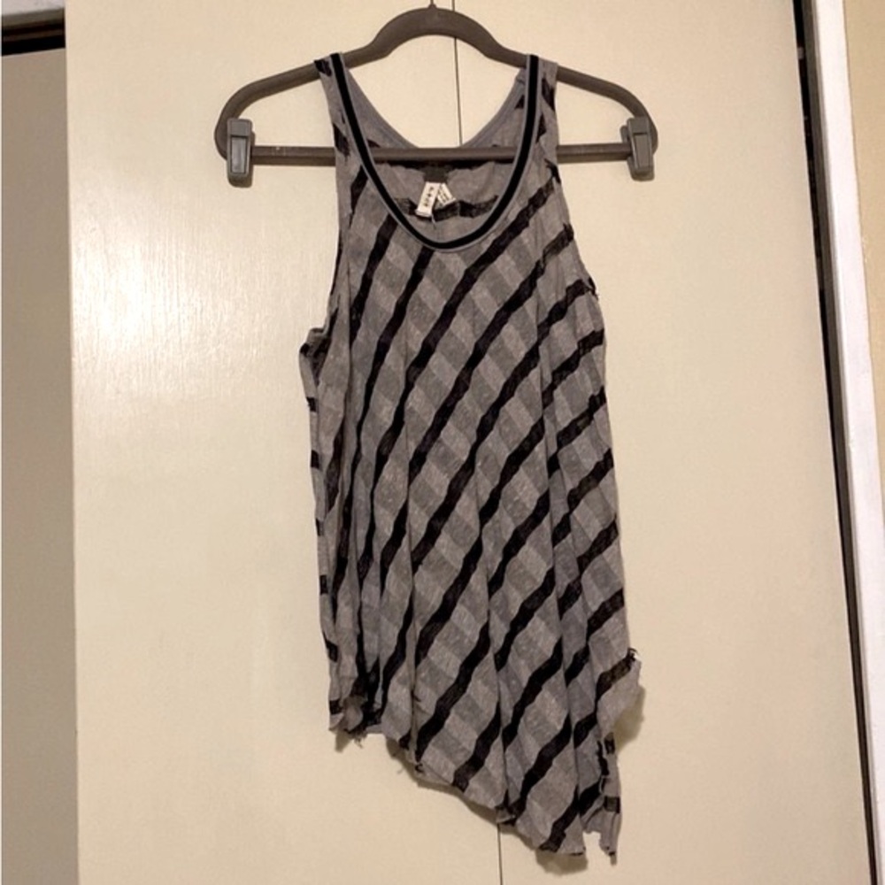 Free People Striped Asymmetrical Tank Top